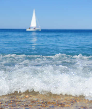 Sailing yacht in the seaの写真素材