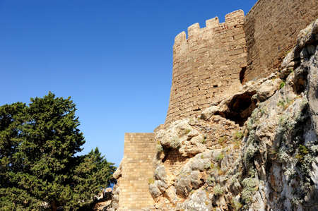 Ruins of ancient temple. Lindos. Rhodes island. Greeceの写真素材