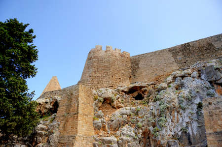 Ruins of ancient temple. Lindos. Rhodes island. Greeceの写真素材