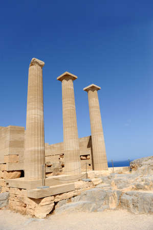 Ruins of ancient temple. Lindos. Rhodes island. Greeceの写真素材