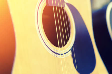 Close up acoustic guitar detail, elementsの写真素材