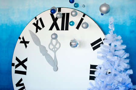 New year's at midnight decoration on blue background