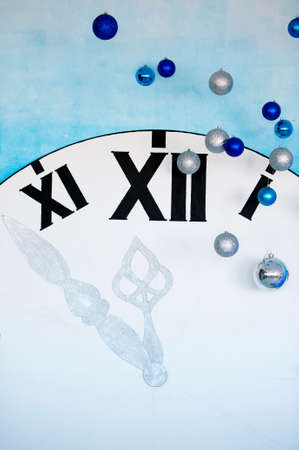 New year's at midnight decoration on blue backgroundの写真素材
