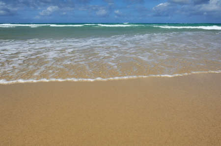 Emply beach and tropical ocean. Sky and ocean