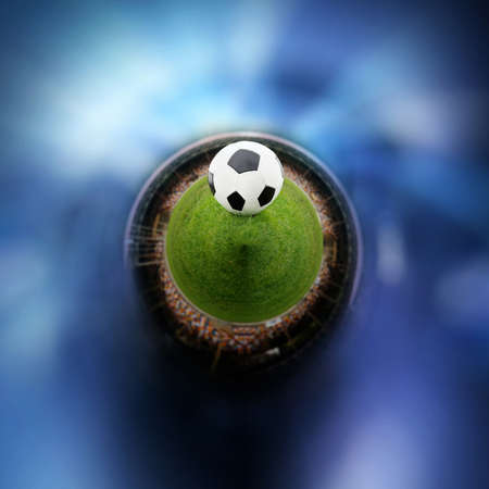 360 degree view of soccer ball on the field of stadiumの写真素材