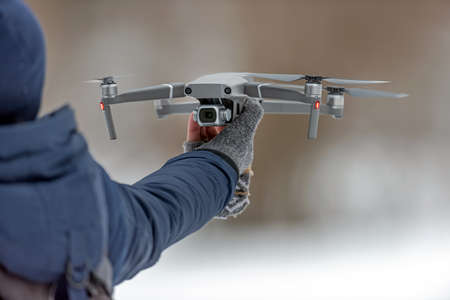 Close drone quadcopter with digital camera