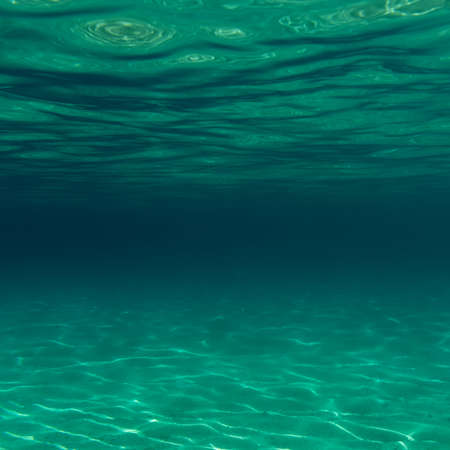 Summer time under the sea ocean water with a ray of sunlight from the surface for a background...