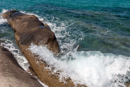 Landscape with beach, the sea and the beautiful clouds in the blue skyの写真素材