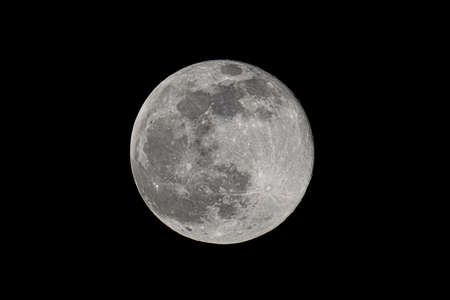 Big moon in its full phase with detailed craters visible on its edges, all in a black background