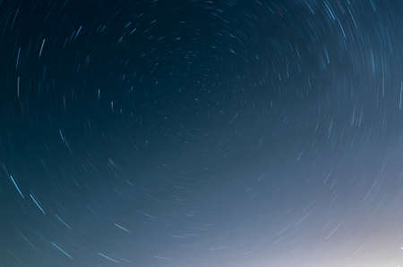 The rotation of the stars around the North Star, Long exposure imageの写真素材