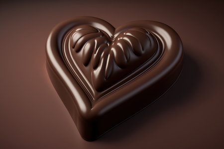 Chocolate candy in the form of a heart, digital illustration painting, Generative AIの素材