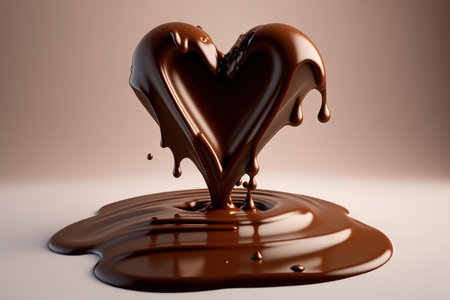 Chocolate candy in the form of a heart, digital illustration painting, Generative AIの素材