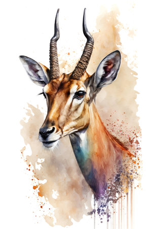 Illustration impala in watercolor. Animal on a white background. Generative AIの素材