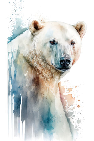 Illustration Polar bear in watercolor. Animal on a white background. Generative AIの素材