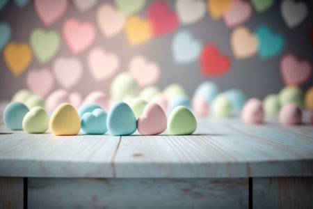 Retro candy heart background in pastel colors. Illustration, Generative AIの素材