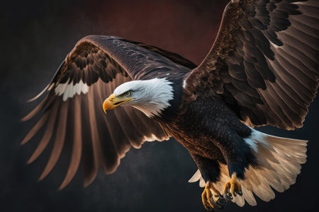 Eagle portrait on dark background, AI Generativeの素材