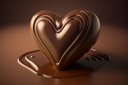Chocolate candy in the form of a heart, digital illustration painting, Generative AIの素材