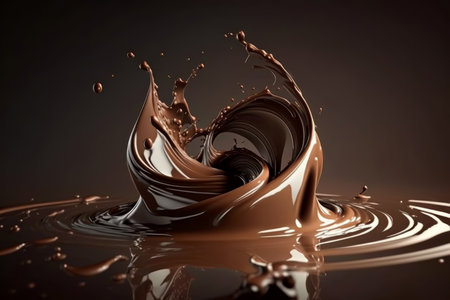 Splashes of melted chocolate, digital illustration painting, Generative AIの素材