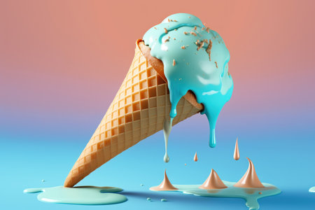 Illustration of ice cream on pastel background, digital illustration painting, Generative AIの素材