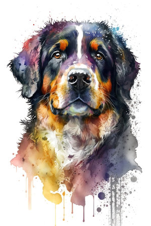 Illustration dog in watercolor. Animal on a white background. Generative AIの素材