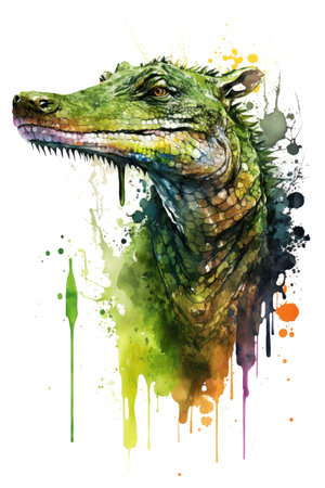 Illustration crocodile in watercolor. Animal on a white background. Generative AIの素材