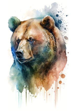 Illustration bear in watercolor. Animal on a white background. Generative AIの素材
