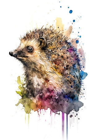 Illustration hedgehog in watercolor. Animal on a white background. Generative AIの素材