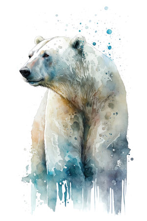 Illustration Polar bear in watercolor. Animal on a white background. Generative AIの素材
