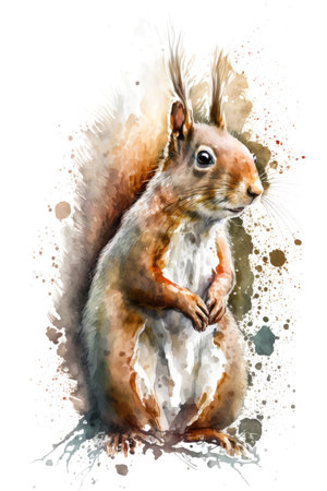 Illustration squirrel in watercolor. Animal on a white background. Generative AIの素材