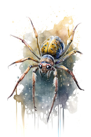 Illustration spider in watercolor. Animal on a white background. Generative AIの素材