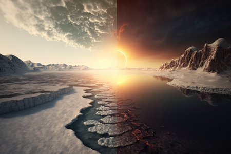 Ecology concept. climate change. Saving the planet, World Environment Day, AI Generativeの素材