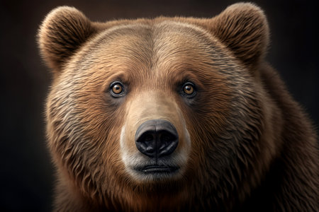 Bear portrait on dark background, AI Generativeの素材