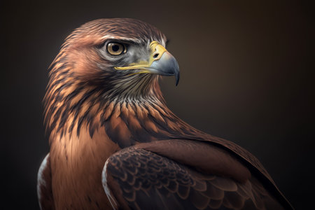 Falcon portrait on dark background, AI Generativeの素材