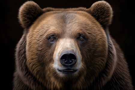 Bear portrait on dark background, AI Generativeの素材