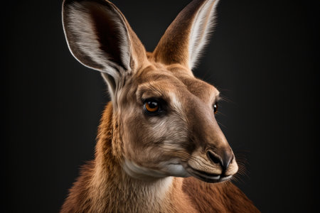 Kangaroo portrait on dark background, AI Generativeの素材