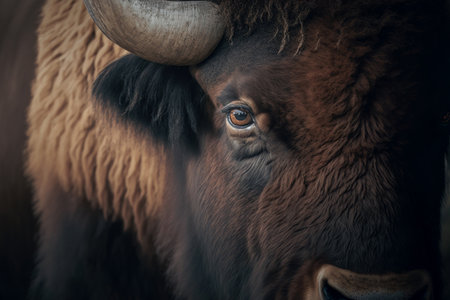 Bull portrait on dark background, AI Generativeの素材