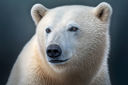 Arctic bear portrait on dark background, AI Generativeの素材