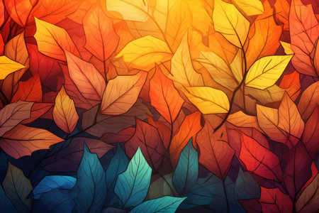 Texture autumn leaves background. AI Generativeの素材