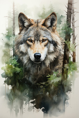 Illustration bear in watercolor. Animal on a white background. Generative AIの素材