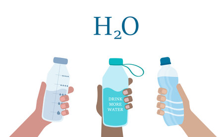 Cartoon Human Hands Holding Glasses.Set Drink Vector illustration of Iconのイラスト素材