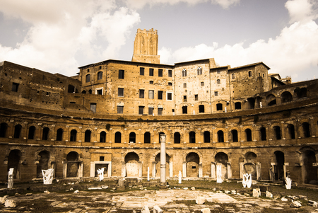 Ruins of Trajan's Forum in Rome, Italyの写真素材