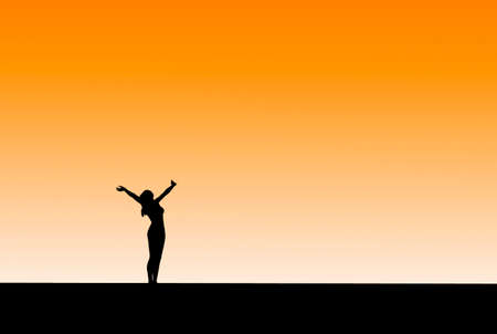 3D render of a silhouetted against the sky, overjoyed, shouting to the heavensの写真素材