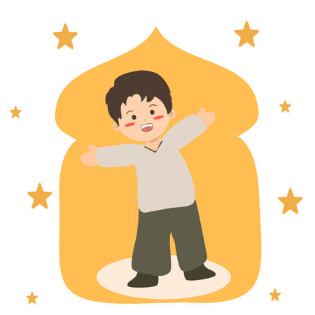 This illustration is a illustration of a child with happy expressionsのイラスト素材