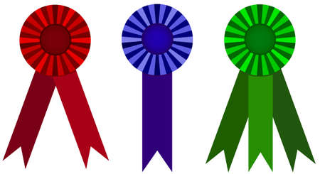 A set of award ribbons in different colors.のイラスト素材