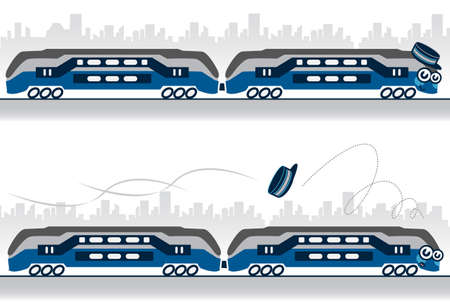   character illustration of a train losing his hat.のイラスト素材