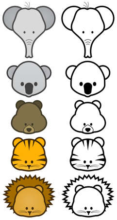   illustration set of cartoon wild or zoo animals.のイラスト素材