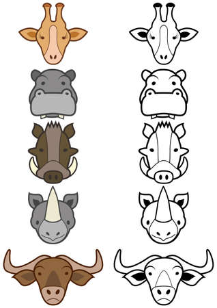  set of different cartoon wild or zoo animals.のイラスト素材