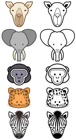  set of different cartoon wild or zoo animals.のイラスト素材