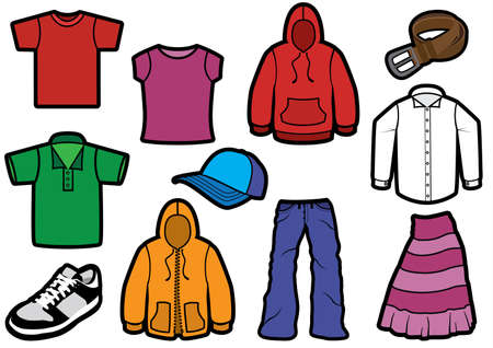 Clothing symbol set with bold outlines.のイラスト素材