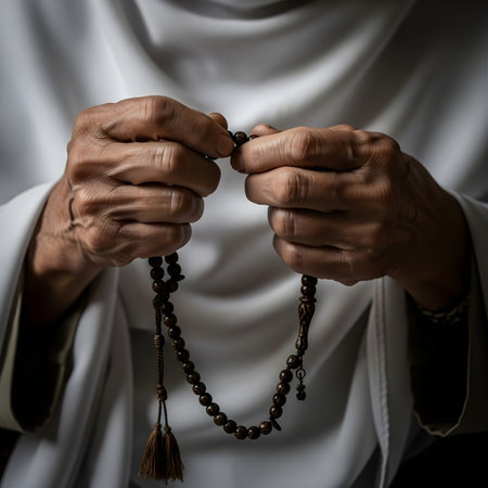 Elderly Hands Counting Prayer Beadsの素材